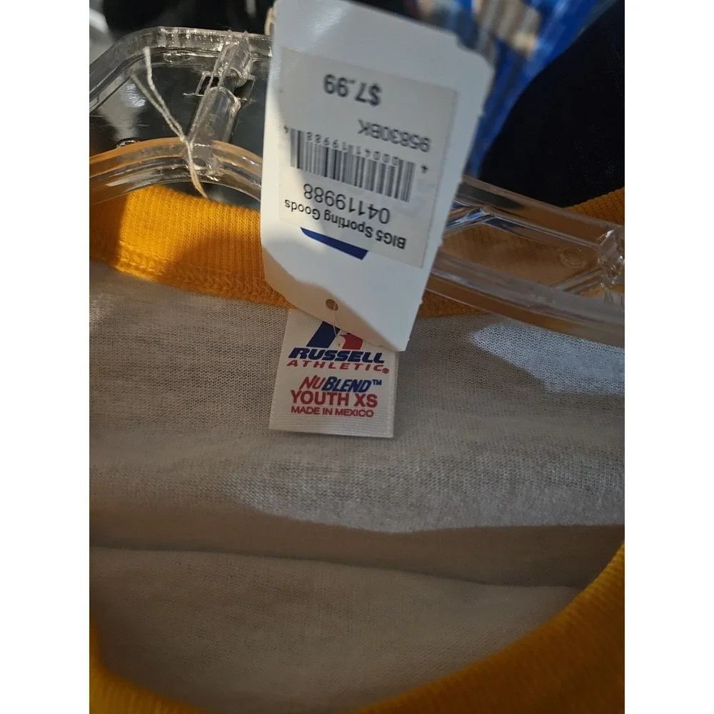 Soffe Youth Baseball/Softball 3/4 Sleeve Shirt, White/Orange - XS
